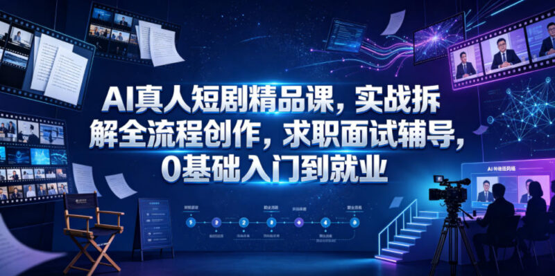 AI真人短剧全流程创作实战课 0基础入门到就业含求职辅导