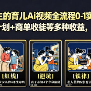 抖音育儿AI视频从0到1全流程实操 多收益模式运营教学-雨叶虚拟资源网