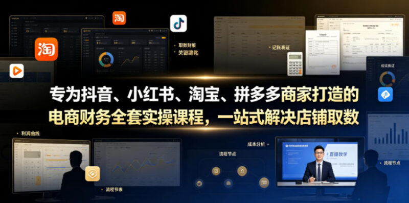 抖音小红书淘宝拼多多电商财务实操课 一站式解决记账报税全流程问题