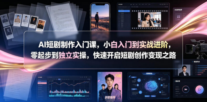 零基础AI短剧制作全阶课程 从入门到实操掌握变现全流程