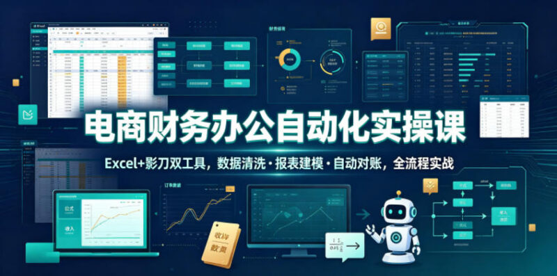 电商财务办公自动化实操课 Excel+影刀双工具全流程实战教学