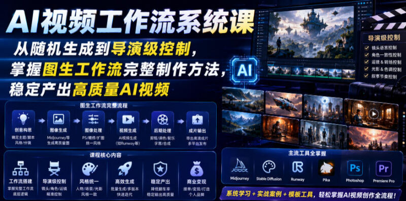 AI视频图生工作流系统课 掌握从随机生成到导演级控制技巧