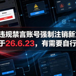 2026年6月更新 抖音违规禁言账号强制注销方法可自行测试-雨叶虚拟资源网
