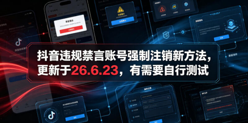 2026年6月更新 抖音违规禁言账号强制注销方法可自行测试