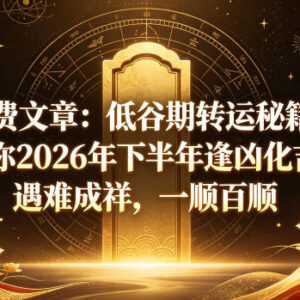 付费课程讲解低谷期转运秘籍 助力2026下半年逢凶化吉诸事顺遂-雨叶虚拟资源网