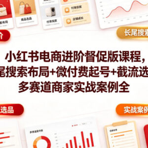 2026小红书电商进阶课 长尾布局微付费起号多赛道实战拆解-雨叶虚拟资源网