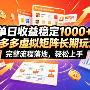 拼多多虚拟电商矩阵长期玩法 完整落地流程新手低门槛实操指南-雨叶虚拟资源网