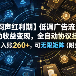 广告流量被动收益变现项目详解 支持全自动运行可多账号矩阵操作-雨叶虚拟资源网