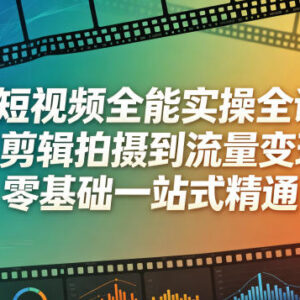 AI短视频实操全课 零基础从拍摄剪辑到流量变现一站式精通-雨叶虚拟资源网