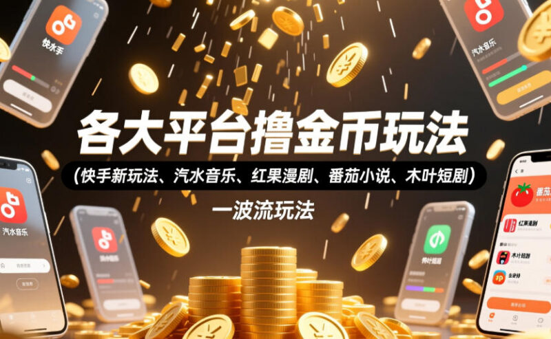 多平台撸金币玩法汇总 快手汽水音乐等一波流实操教程
