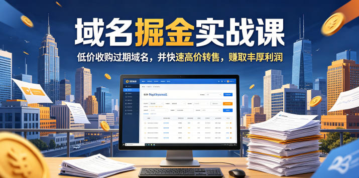 域名交易掘金实战课 低价收购过期域名高价转售实操教学