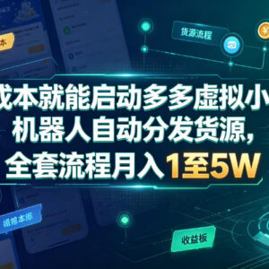 2026拼多多虚拟小店低成本启动 自动发货运营全流程指南-雨叶虚拟资源网