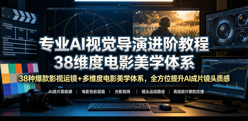 AI视觉导演进阶教程 学38种爆款运镜及美学提升AI成片质感