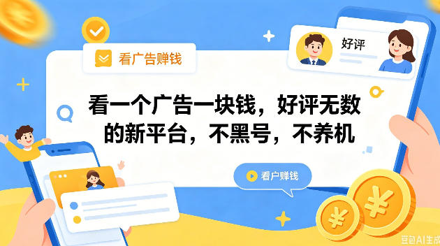 无需养机不黑号的广告撸包平台 单人单日可赚数十元