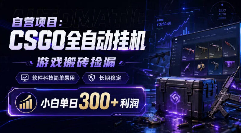 CSGO全自动饰品捡漏搬砖项目 小白易上手长期稳定盈利玩法