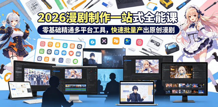 2026 AI漫剧制作一站式全能课 零基础学多工具批量产出原创漫剧