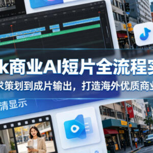 TikTok商业AI短片制作全流程教学 从策划到出片打造海外商用视频-雨叶虚拟资源网