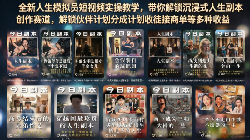人生模拟员短视频实操教学 沉浸式人生副本创作变现全指南
