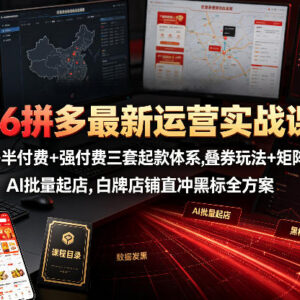2026拼多多运营实战课程 三套付费起款体系白牌冲黑标全方案-雨叶虚拟资源网