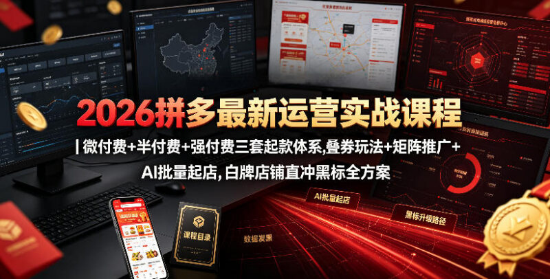 2026拼多多运营实战课程 三套付费起款体系白牌冲黑标全方案