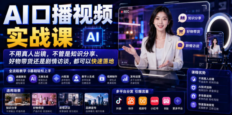 无需真人出镜的AI口播实战课 多类内容场景均可快速落地