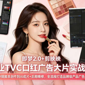 即梦2.0+剪映商业口红TVC广告实战课 从脚本到AI成片全流程教学-雨叶虚拟资源网