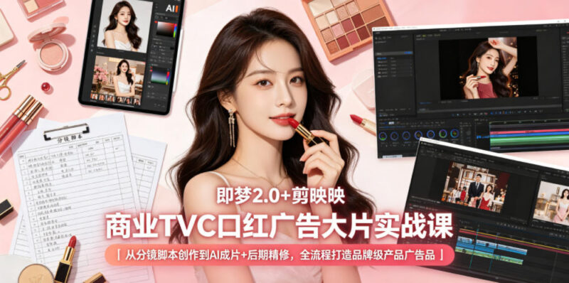 即梦2.0+剪映商业口红TVC广告实战课 从脚本到AI成片全流程教学