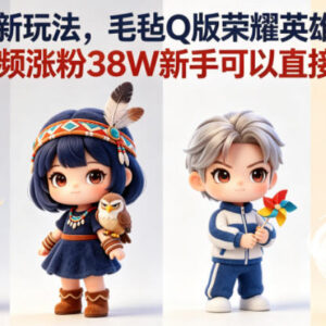 视频号毛毡Q版王者英雄动画玩法 4条作品涨粉38W新手可直接复刻-雨叶虚拟资源网