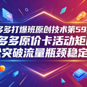 拼多多原价卡活动矩阵实操教程 摆脱低价内卷突破流量瓶颈-雨叶虚拟资源网