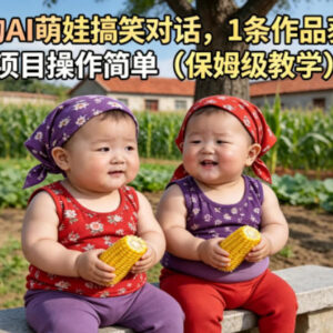 爆火AI萌娃搞笑对话短视频项目 保姆级零基础实操教学-雨叶虚拟资源网