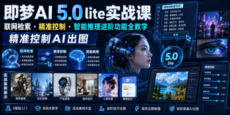 即梦AI 5.0 lite实战课全教学 掌握进阶功能精准控制AI出图