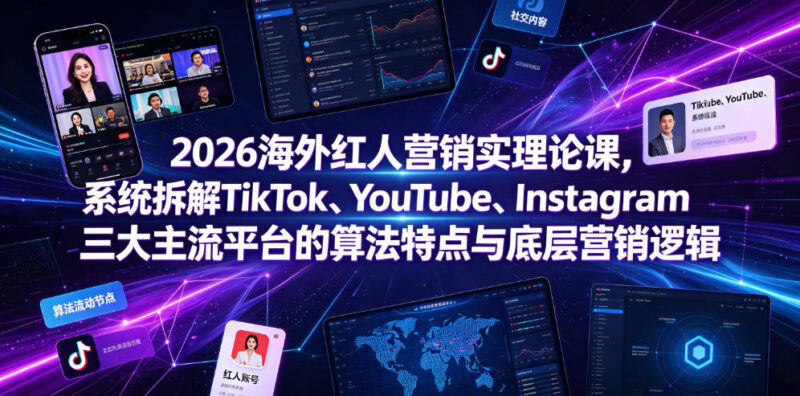 2026海外红人营销课程 拆解三大海外社媒平台算法与营销逻辑