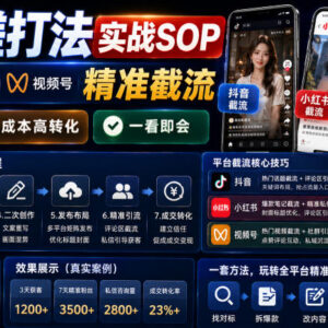 抖音小红书视频号精准截流实战SOP 公域转私域低成本获客教程-雨叶虚拟资源网
