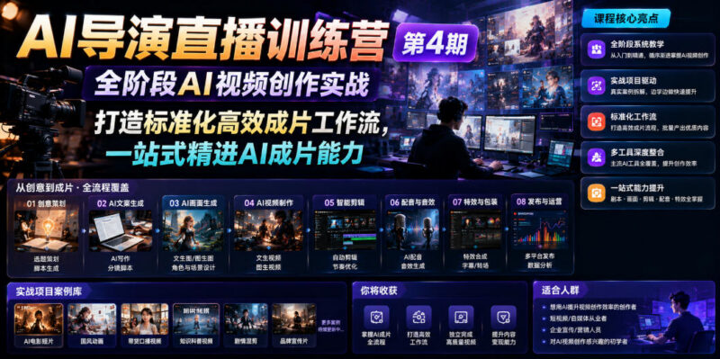 第4期AI导演直播训练营 全阶段实战打造标准化AI成片工作流