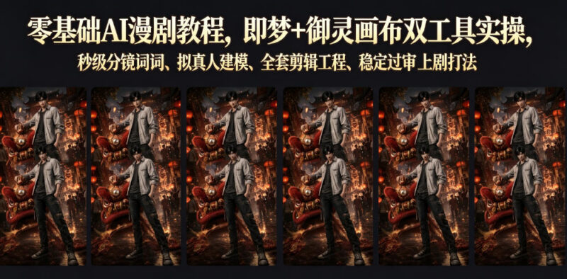 零基础AI漫剧落地实操教程 即梦+御灵画布双工具全链路教学