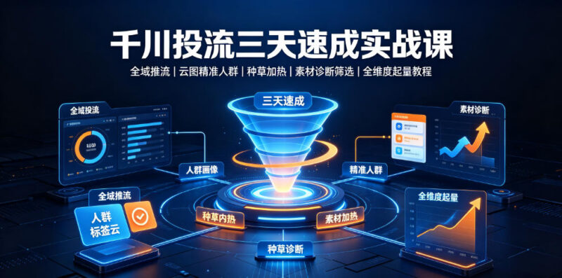 千川投流三天速成实战课 全域推流云图圈人素材诊断全维度起量教程