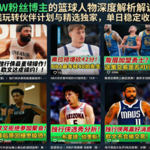 抖音8万粉博主亲授篮球人物解说 零门槛入局伙伴计划稳获收益-雨叶虚拟资源网