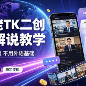TikTok二创科普解说教学 零基础无外语基础可做TK中视频稳定变现-雨叶虚拟资源网