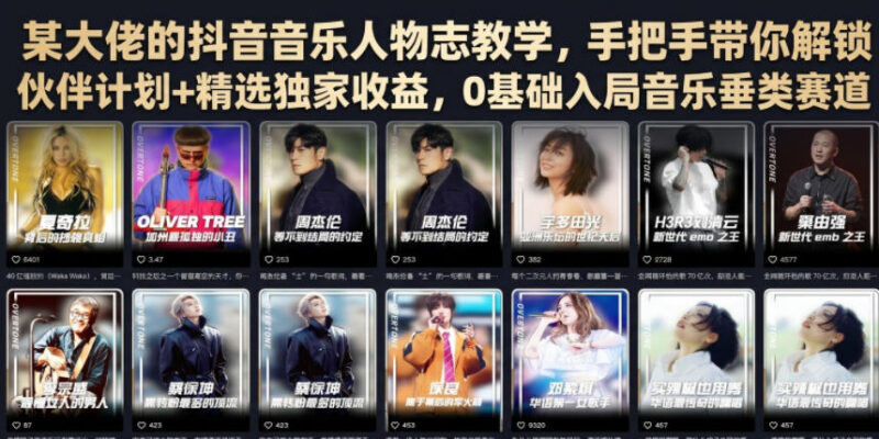抖音音乐人物志实操教学 0基础入局解锁伙伴计划与独家收益