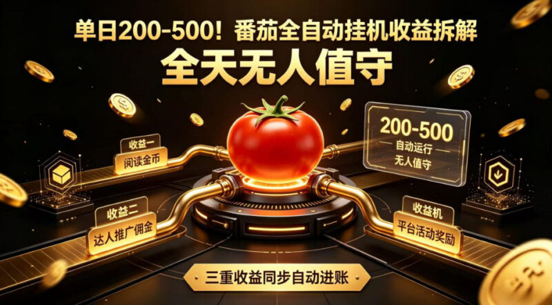 番茄全自动挂机收益玩法拆解 无人值守矩阵操作单日可赚200到500
