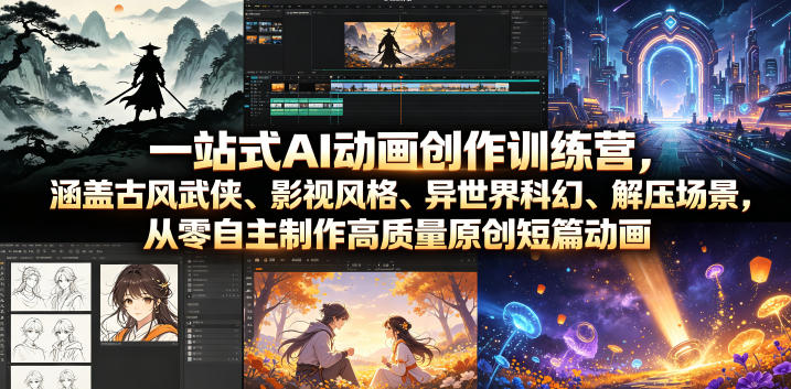 零基础AI动画创作训练营 多风格原创短篇动画制作实操教程