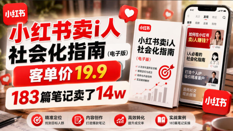 小红书售卖I人社会化指南电子版 183篇笔记变现14万玩法解析