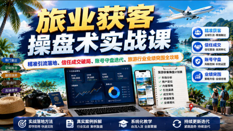 旅游行业获客操盘实战课 精准引流成交实现业绩稳步提升