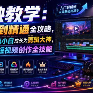 剪映零基础到精通全攻略 短视频剪辑全技能一站式教学-雨叶虚拟资源网
