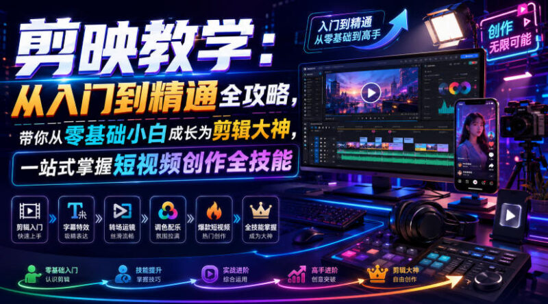 剪映零基础到精通全攻略 短视频剪辑全技能一站式教学
