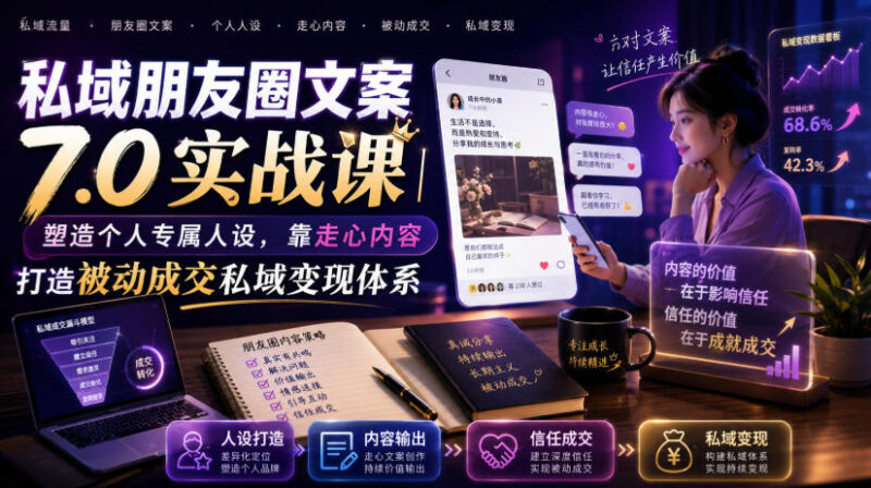 私域朋友圈文案7.0实战课 塑造专属人设打造被动成交变现体系