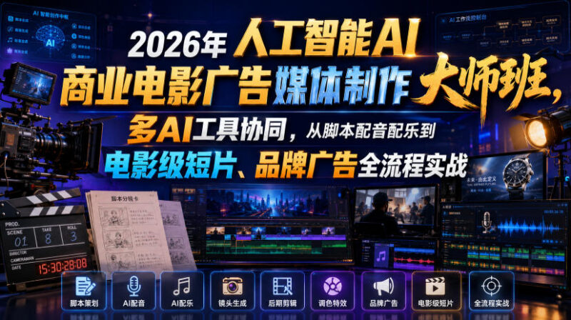 2026AI商业影视广告制作大师班 多工具协同全流程实战带中英字幕