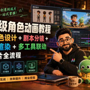 AI高级角色动画全流程教程 从设计到成片多工具实操含中英字幕-雨叶虚拟资源网
