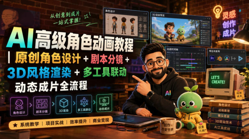 AI高级角色动画全流程教程 从设计到成片多工具实操含中英字幕