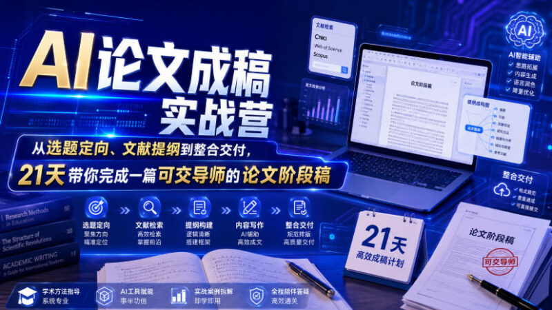 21天AI论文成稿实战营 从选题到交付完成可提交导师的论文阶段稿